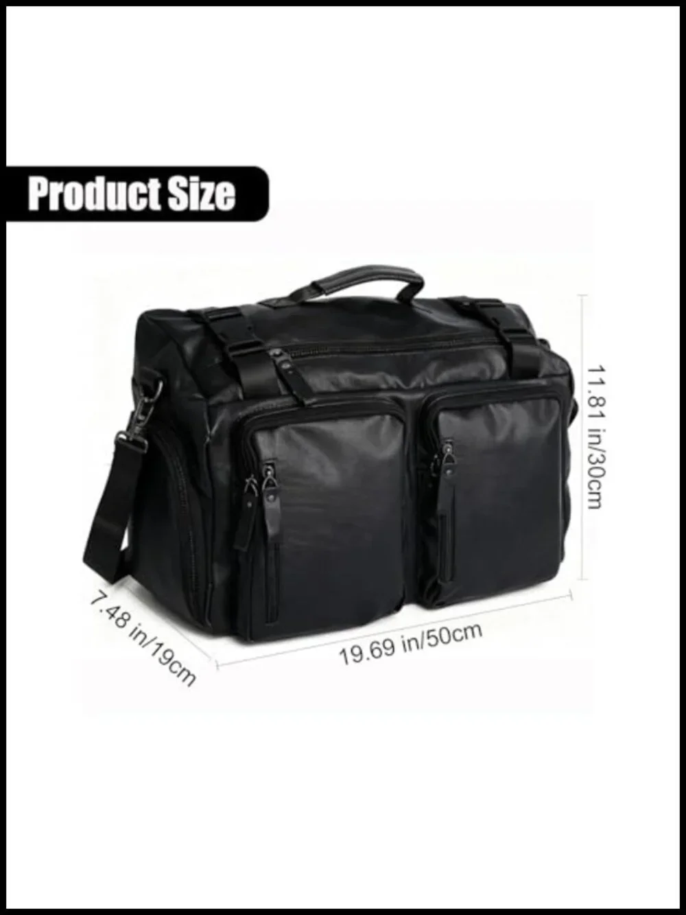 Waterproof Faux Leather Travel Duffle Bag with Shoe Compartment for Women Men